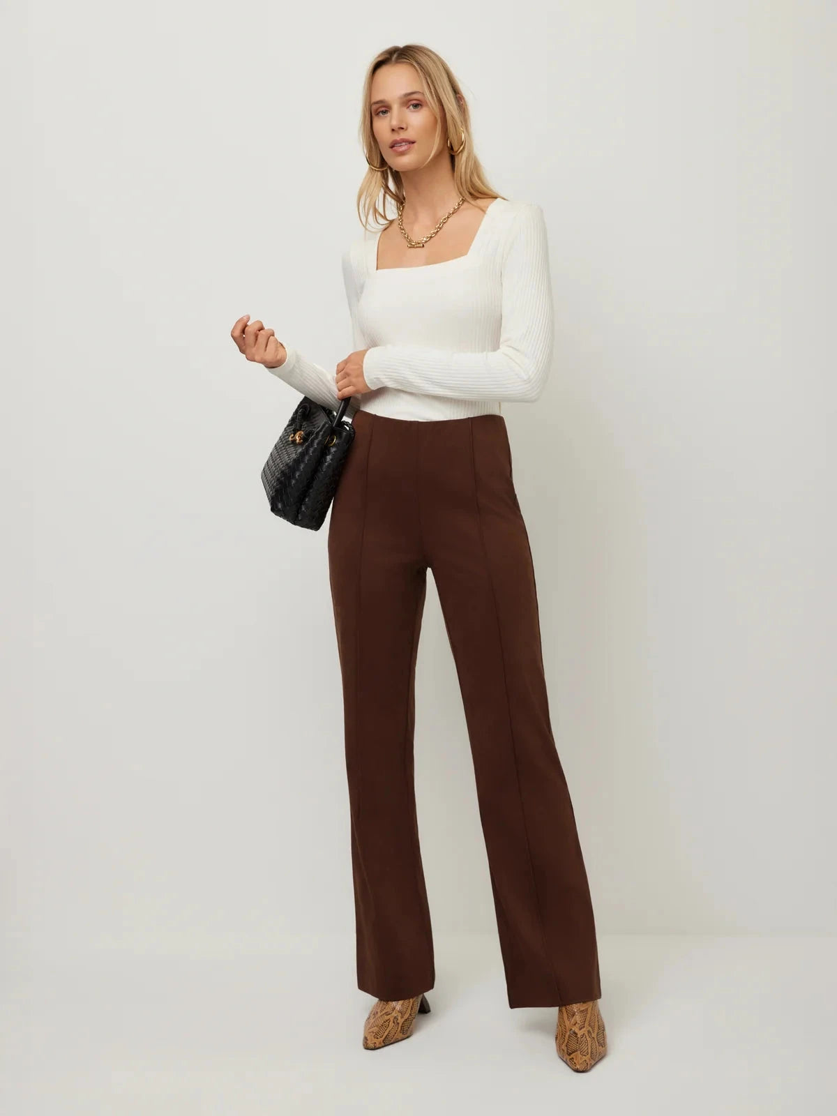 Ellie Faux Suede Bootcut Pants Wood Pants - Trousers Fifteen Twenty 