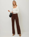 Ellie Faux Suede Bootcut Pants Wood Pants - Trousers Fifteen Twenty 