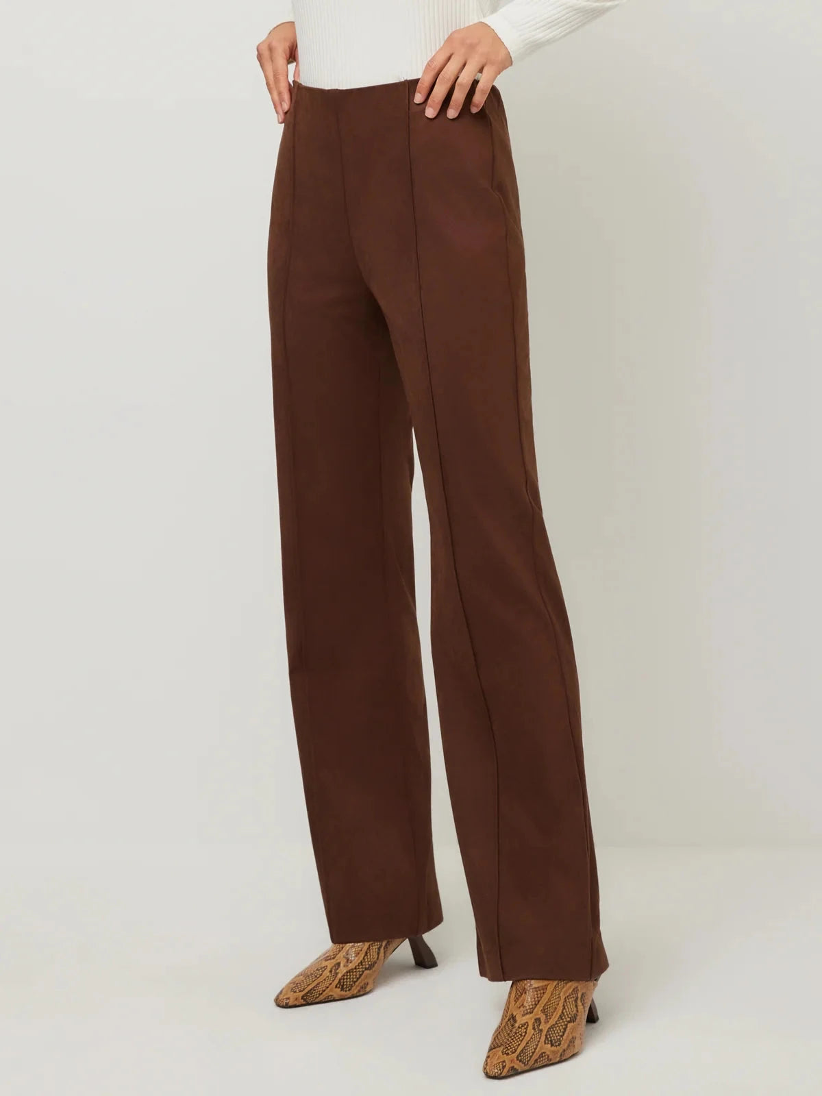 Ellie Faux Suede Bootcut Pants Wood Pants - Trousers Fifteen Twenty 