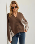 Celine Mixed Media Cardigan Wood Sweater - Cardigans Fifteen Twenty 