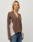 Celine Mixed Media Cardigan Wood Sweater - Cardigans Fifteen Twenty 
