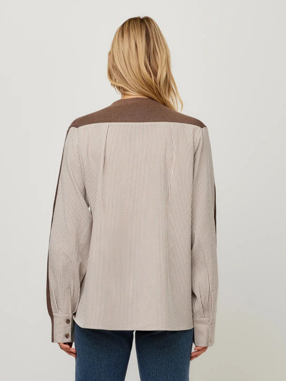 Celine Mixed Media Cardigan Wood Sweater - Cardigans Fifteen Twenty 