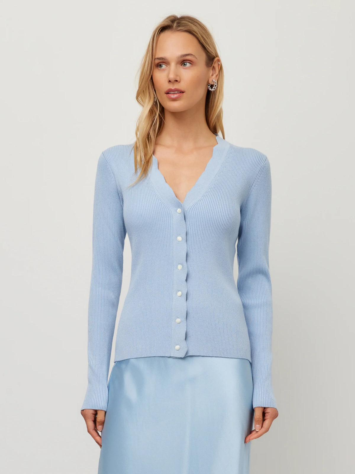 Bliss Scallop Edge Cardigan Glacier