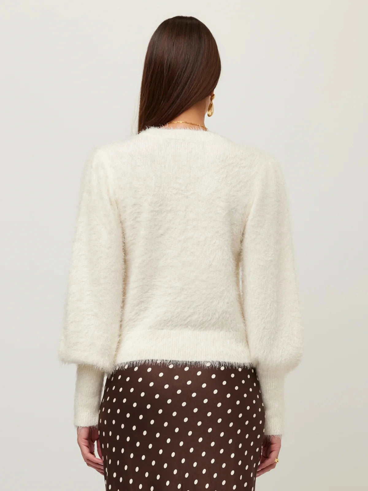 Lia Shirred Sleeve Sweater Cream Sweater - Crewneck Fifteen Twenty 