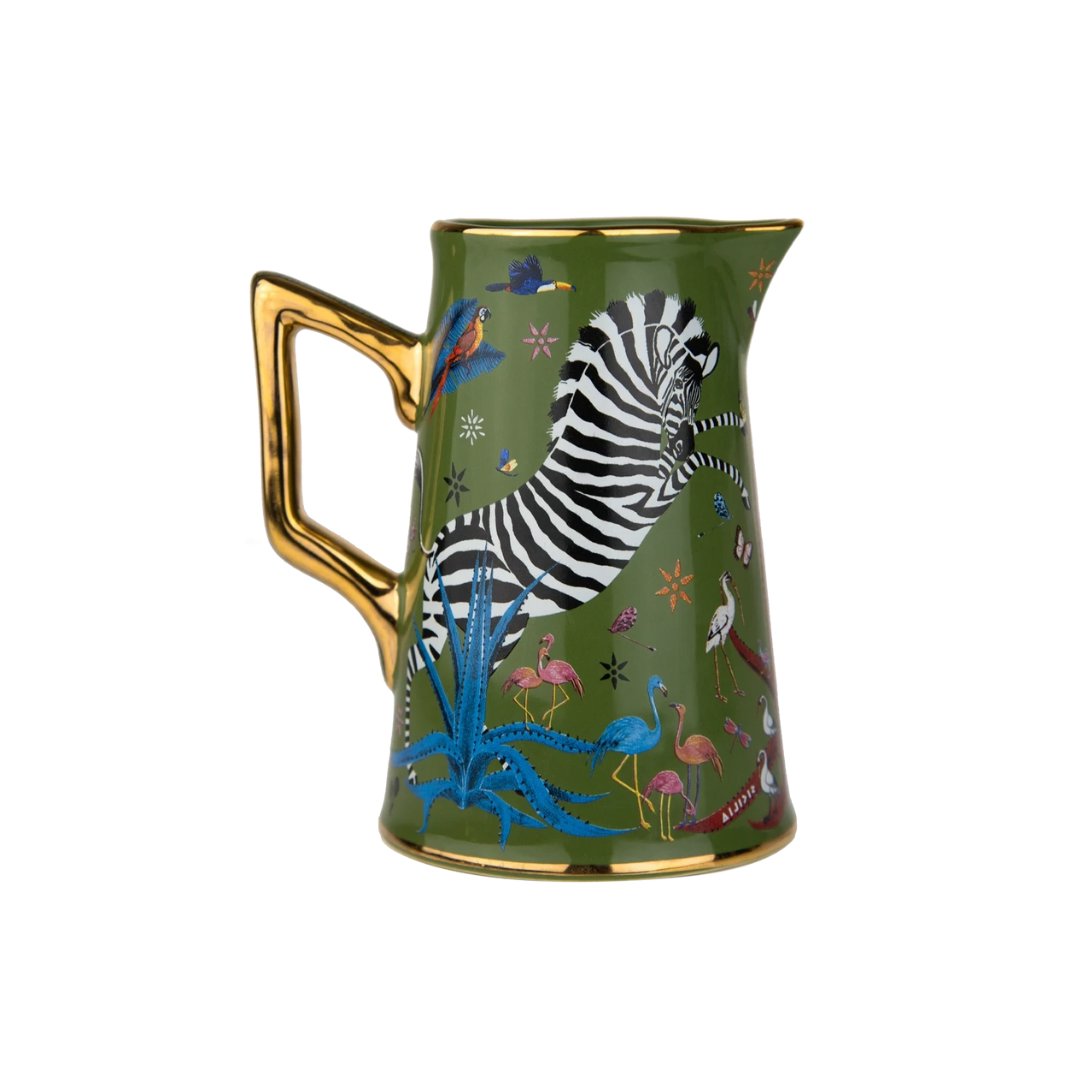 Jungle Ceramic Jug Green Home Decor - Tabletop Ortigia 