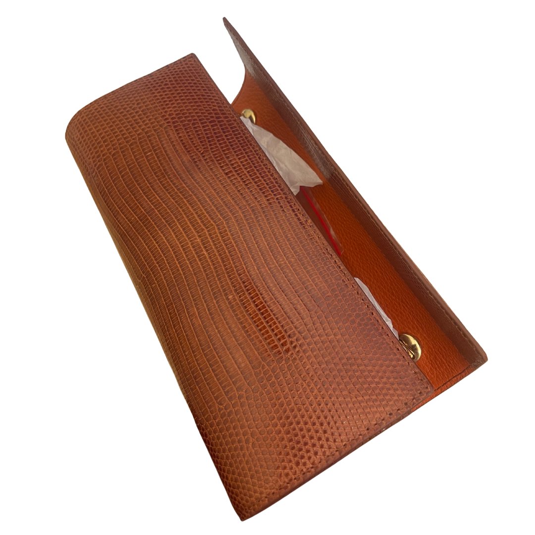 Lizard Classic Clutch Cognac Clutch W.Kleinberg 