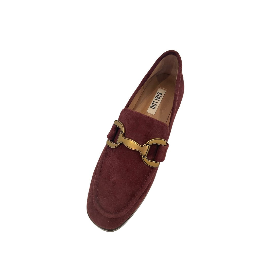 Kid Suede Loafers Burgundy Flats - Loafer Bibi Lou 