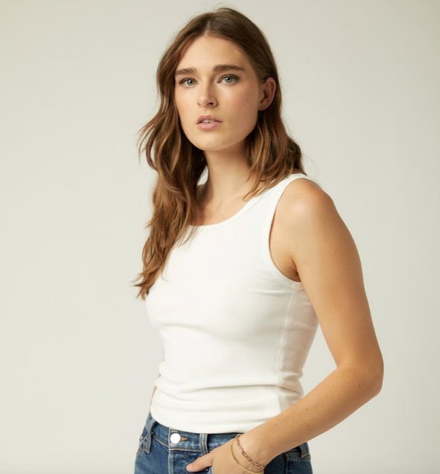 Everyday Rib Tank White Top - Tanks Fifteen Twenty 