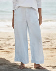 Maisie Wide Leg Pull On Pant Linen French Blue Pants - Trousers Frank & Eileen 