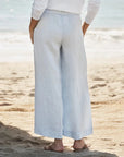 Maisie Wide Leg Pull On Pant Linen French Blue Pants - Trousers Frank & Eileen 