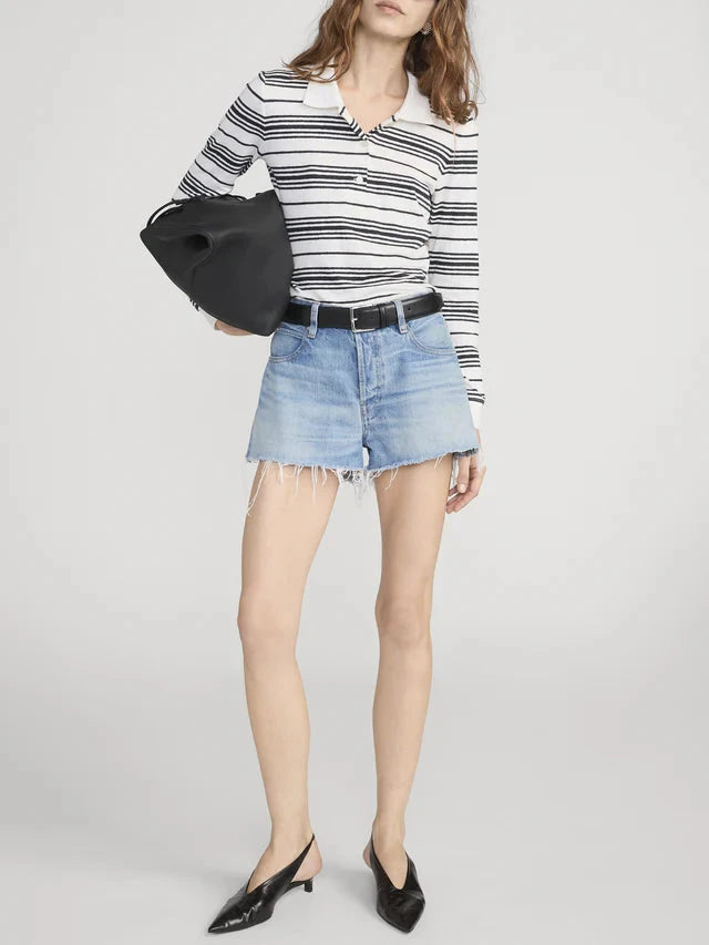 Striped Long Sleeve Polo Cream Multi polo Frame 