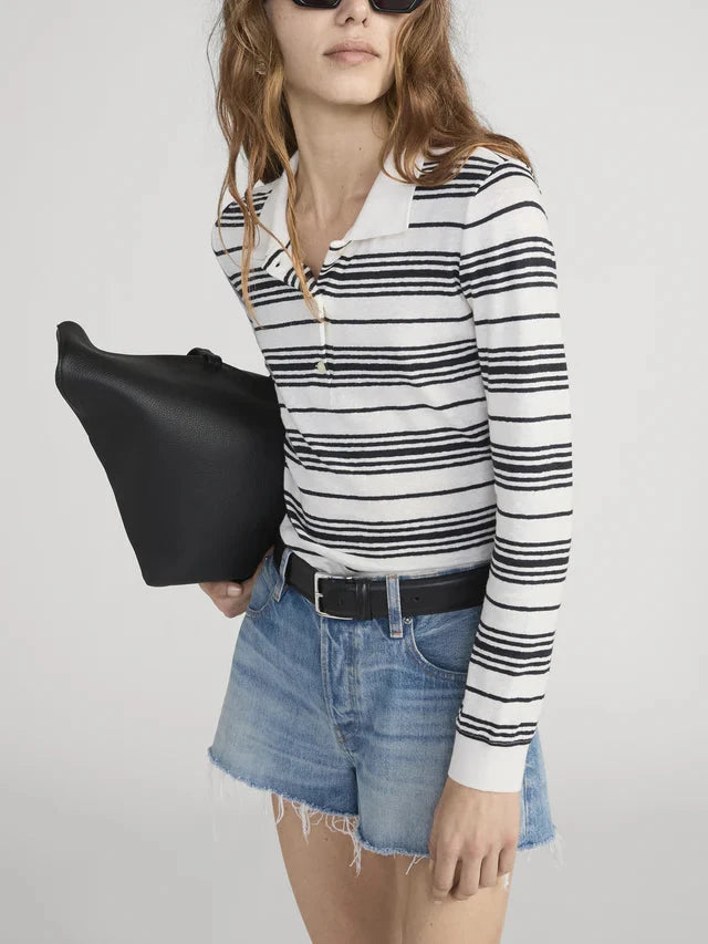 Striped Long Sleeve Polo Cream Multi polo Frame 