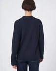 Super Fine Knit Cashmere Blend V-Neck Sweater Marine