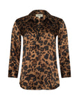 Dani Silk Blouse Brown Multi Amur Leopard Tops - Button Down L'Agence 