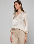 Dani Silk Blouse Champagne Tops - Button Down L'Agence 