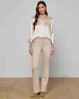 Dani Silk Blouse Champagne Tops - Button Down L'Agence 