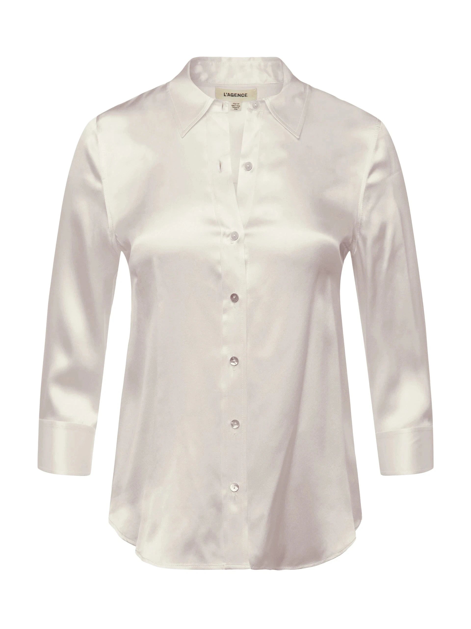 Dani Silk Blouse Champagne Tops - Button Down L'Agence 