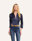 Dani 3/4 Sleeve Silk Blouse Midnight Tops - Blouses L'Agence 