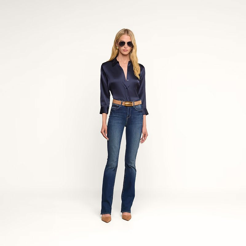 Dani 3/4 Sleeve Silk Blouse Midnight Tops - Blouses L'Agence 