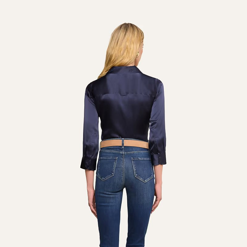Dani 3/4 Sleeve Silk Blouse Midnight Tops - Blouses L'Agence 