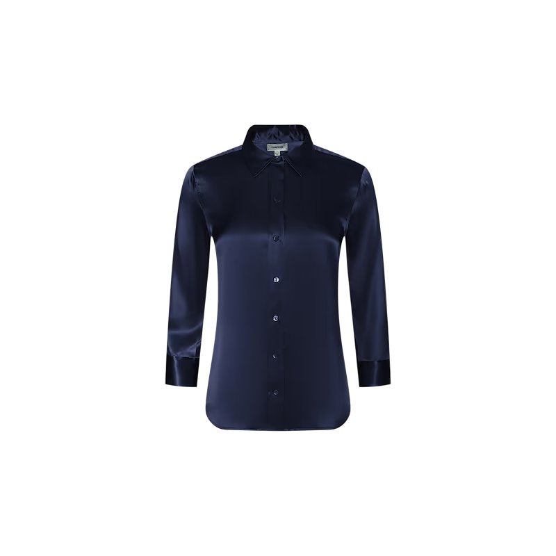 Dani 3/4 Sleeve Silk Blouse Midnight Tops - Blouses L'Agence 
