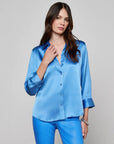 Dani Silk Blouse Regatta Blue Tops - Button Down L'Agence 