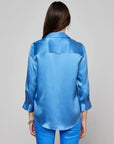 Dani Silk Blouse Regatta Blue Tops - Button Down L'Agence 