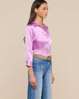 Dani 3/4 Sleeve Silk Blouse Vivid Violet Tops - Button Down L'Agence 