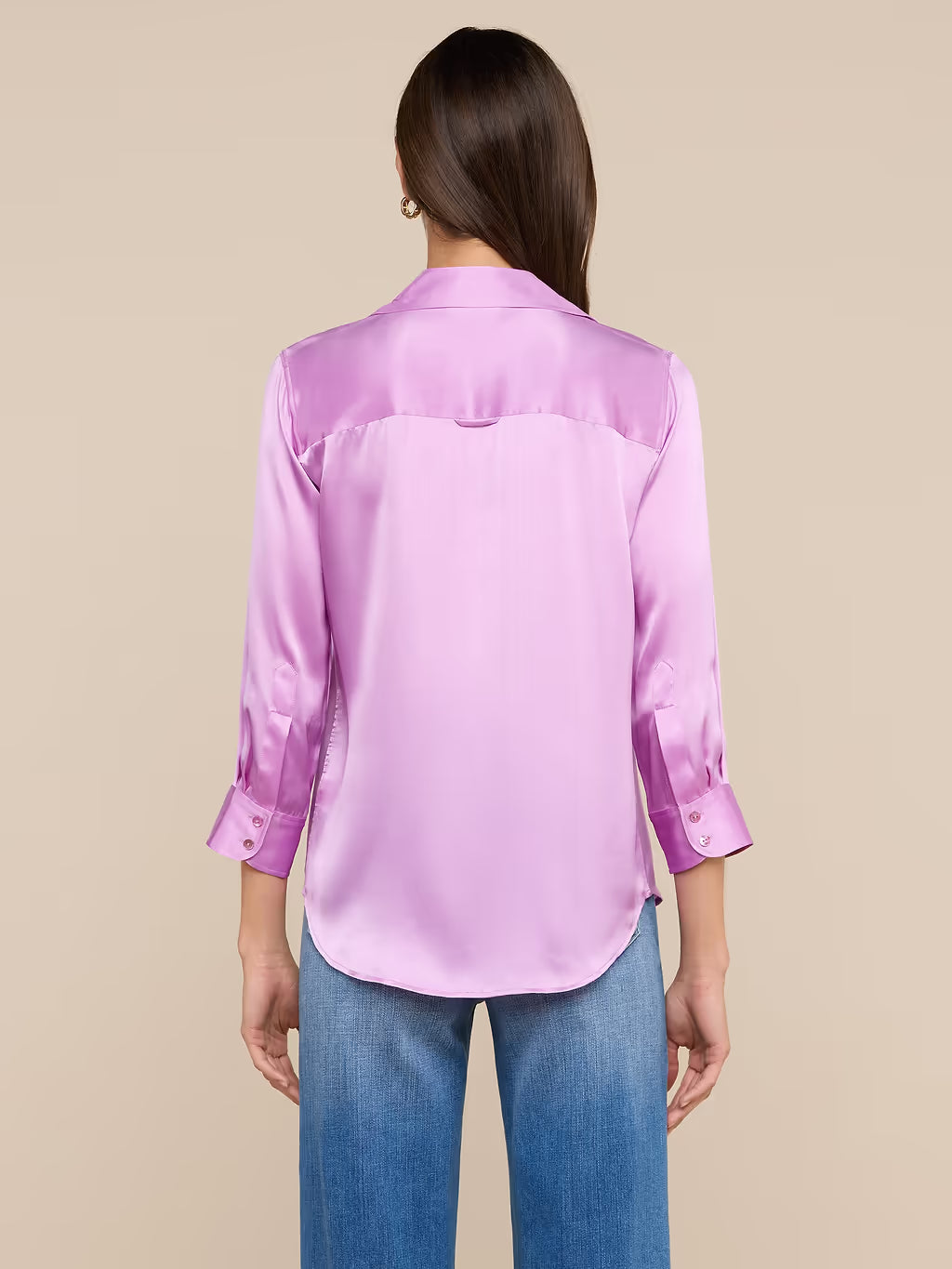 Dani 3/4 Sleeve Silk Blouse Vivid Violet Tops - Button Down L'Agence 