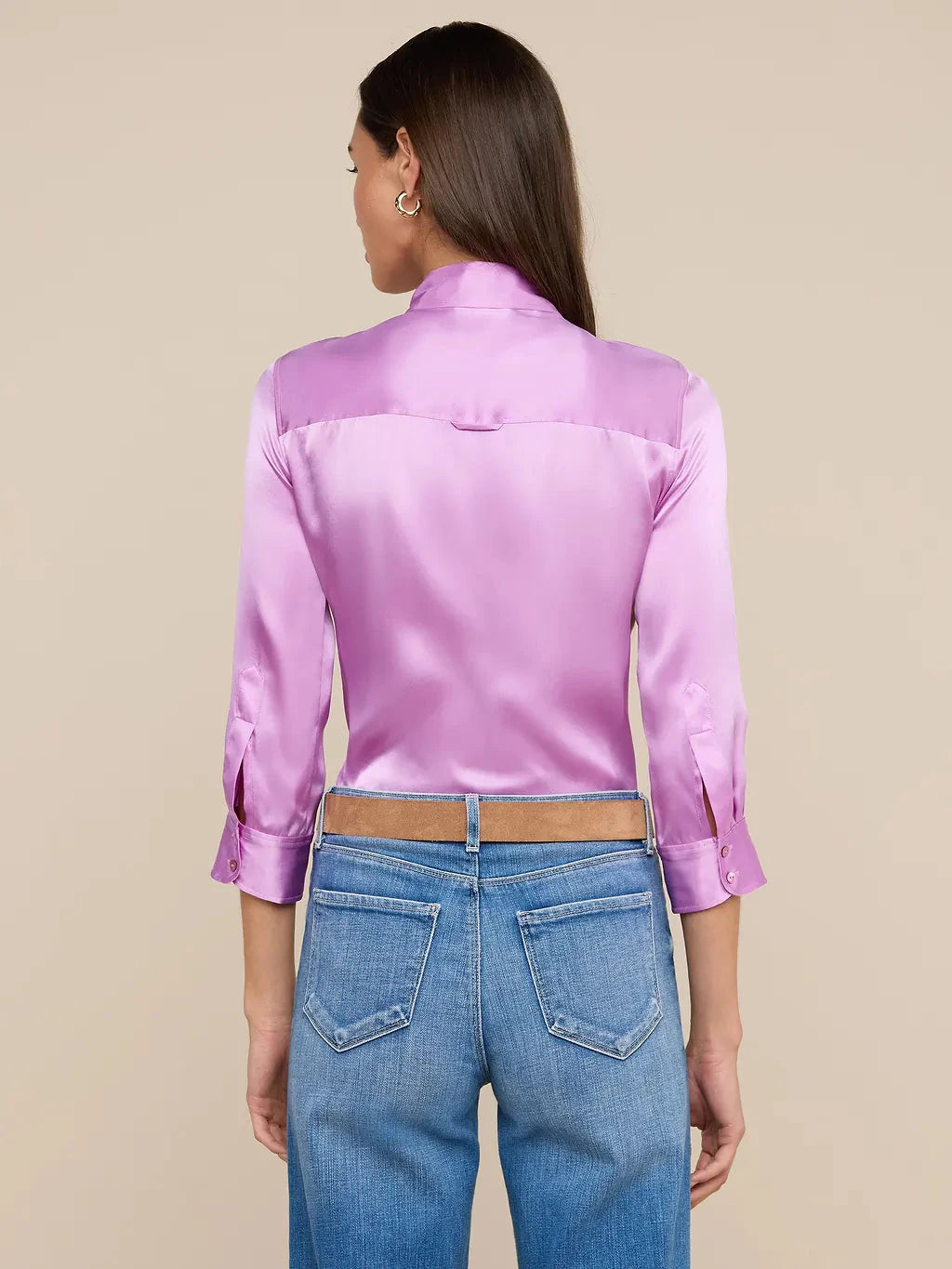 Dani 3/4 Sleeve Silk Blouse Vivid Violet Tops - Button Down L'Agence 