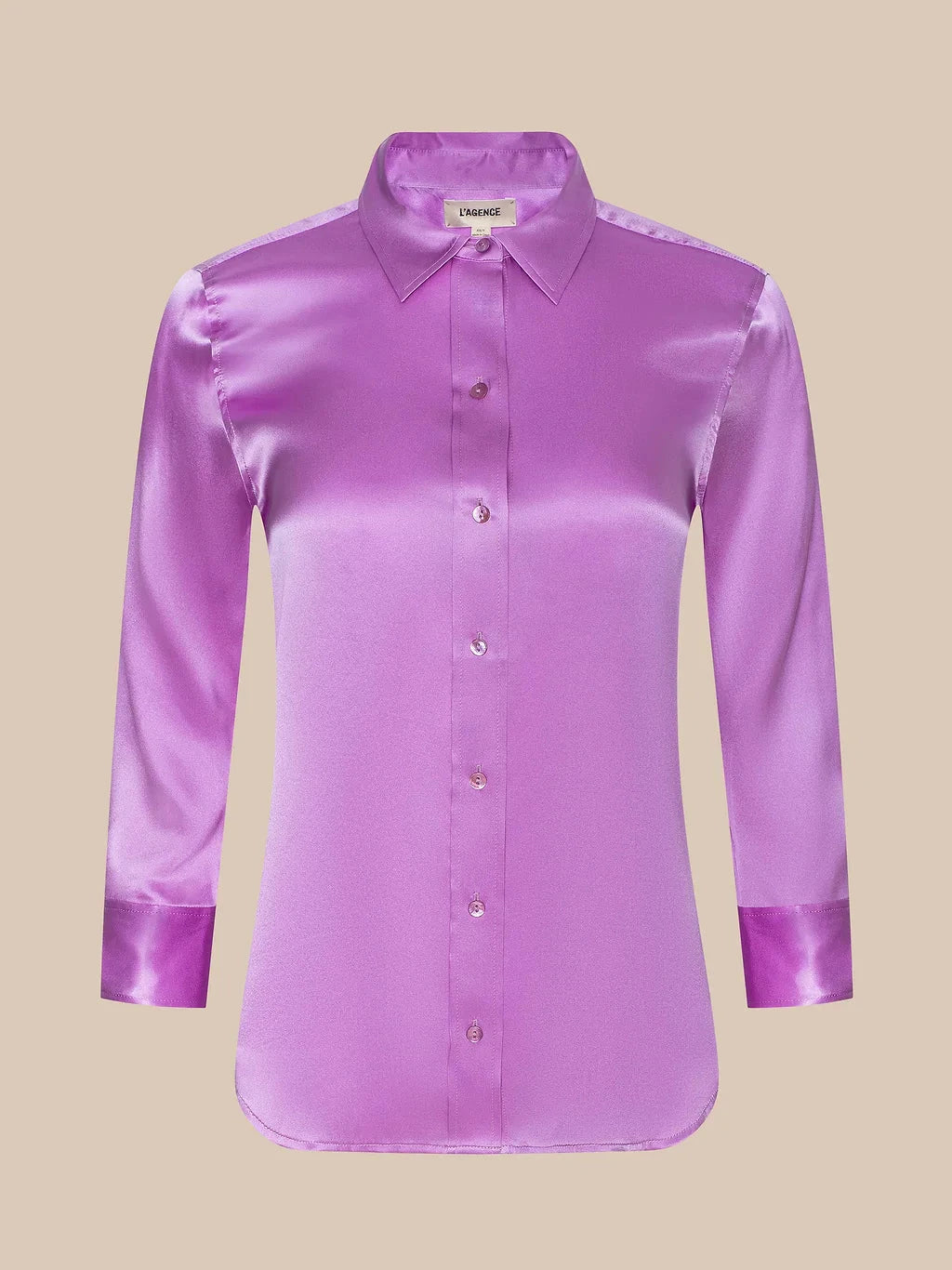 Dani 3/4 Sleeve Silk Blouse Vivid Violet Tops - Button Down L'Agence 
