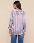 Dani 3/4 Sleeve Silk Blouse Blue/Red Stripe Tops - Button Down L'Agence 