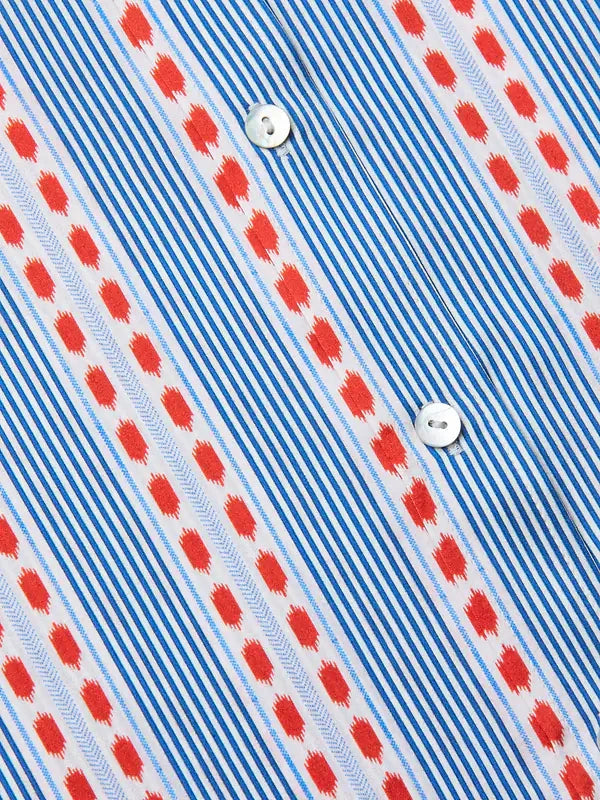 Dani 3/4 Sleeve Silk Blouse Blue/Red Stripe Tops - Button Down L'Agence 
