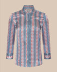 Dani 3/4 Sleeve Silk Blouse Blue/Red Stripe Tops - Button Down L'Agence 