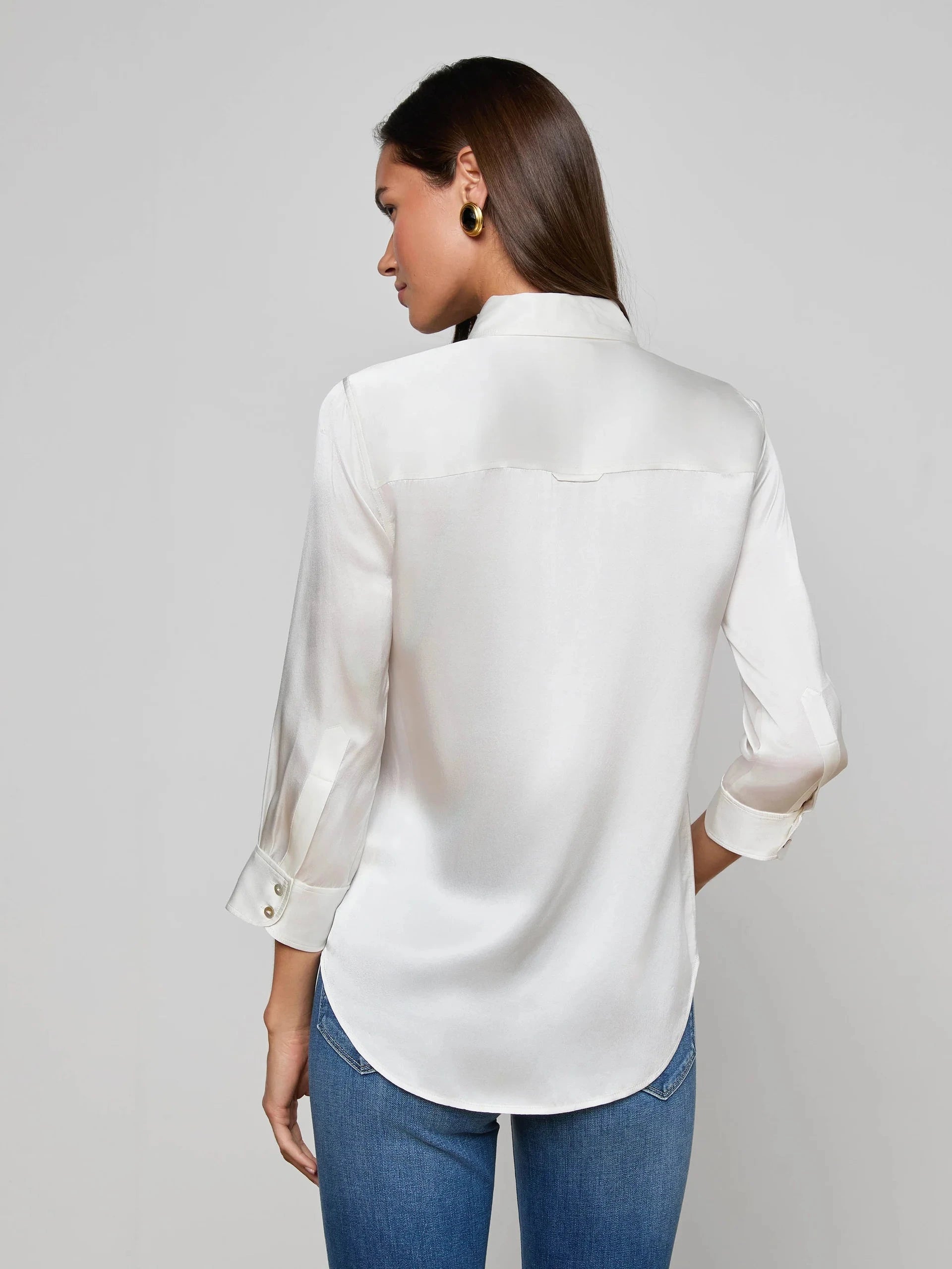 Dani Silk Blouse Ivory Tops - Button Down L'Agence 