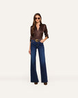 Tyler Long Sleeve Silk Blouse Dark Java Tops - Blouses L'Agence 