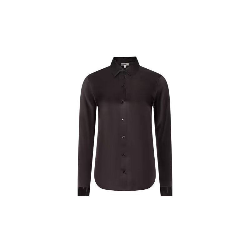 Tyler Long Sleeve Silk Blouse Dark Java Tops - Blouses L'Agence 