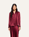 Tyler Long Sleeve Blouse Merlot Red Tops - Blouses L'Agence 