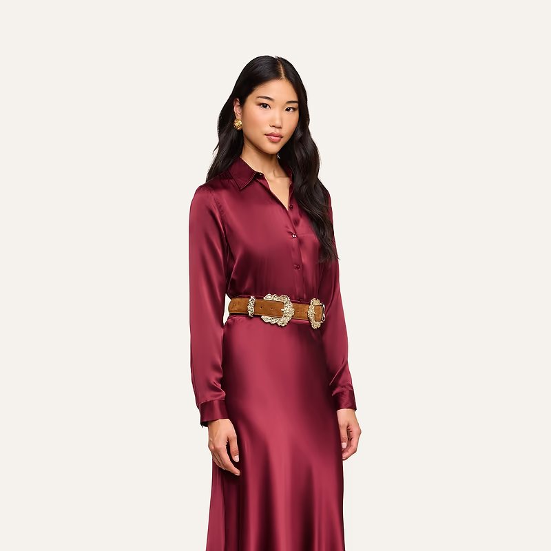 Tyler Long Sleeve Blouse Merlot Red Tops - Blouses L'Agence 