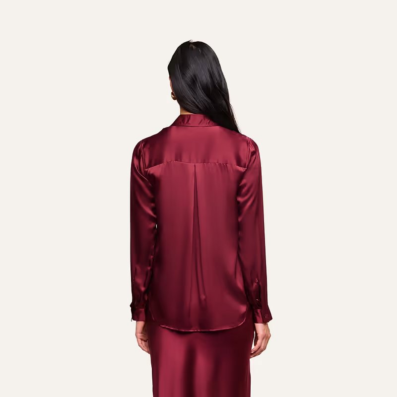Tyler Long Sleeve Blouse Merlot Red Tops - Blouses L'Agence 