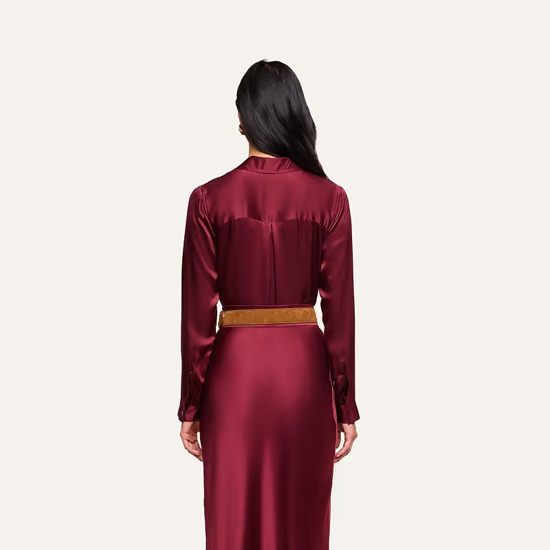 Tyler Long Sleeve Blouse Merlot Red Tops - Blouses L'Agence 