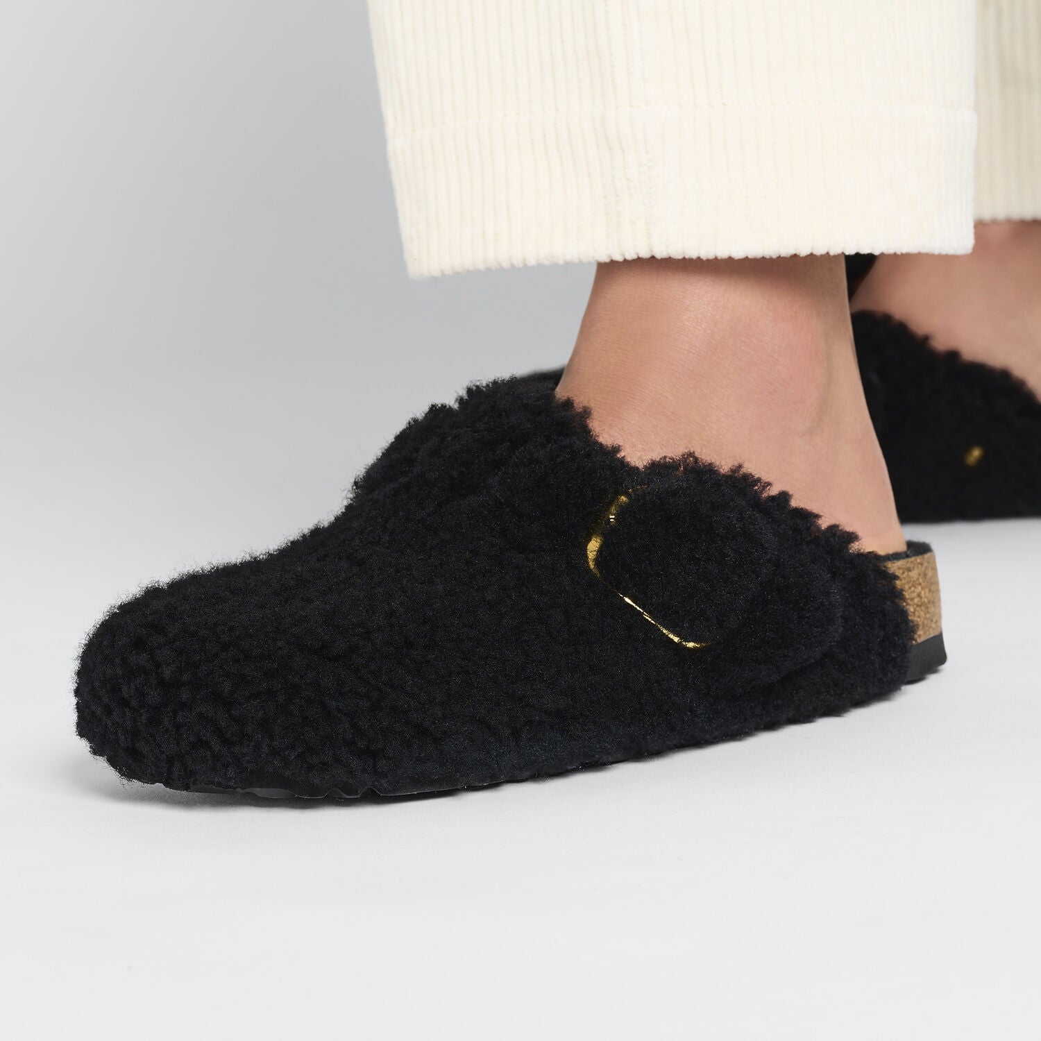 Boston Big Buckle Teddy Shearling Black Shoes - Everyday Shoes Birkenstock 