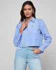 Cosette Shirt Sequin Flower / Blue Stripe Tops - Button Down L'Agence 