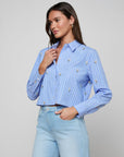 Cosette Shirt Sequin Flower / Blue Stripe Tops - Button Down L'Agence 