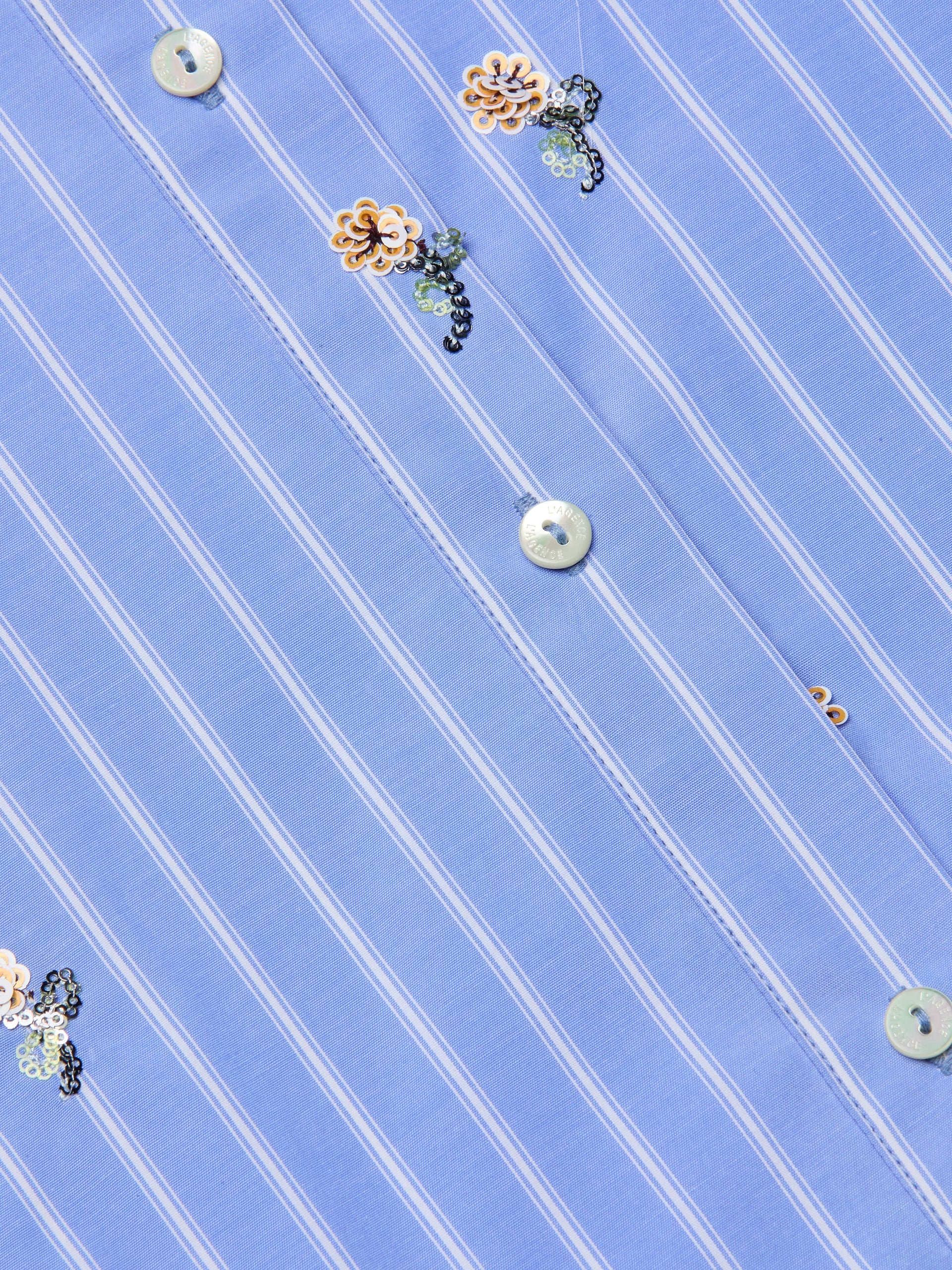 Cosette Shirt Sequin Flower / Blue Stripe Tops - Button Down L'Agence 