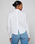 Cosette Crop Hi Low Shirt White Gold Wax Stamp Tops - Button Down L'Agence 