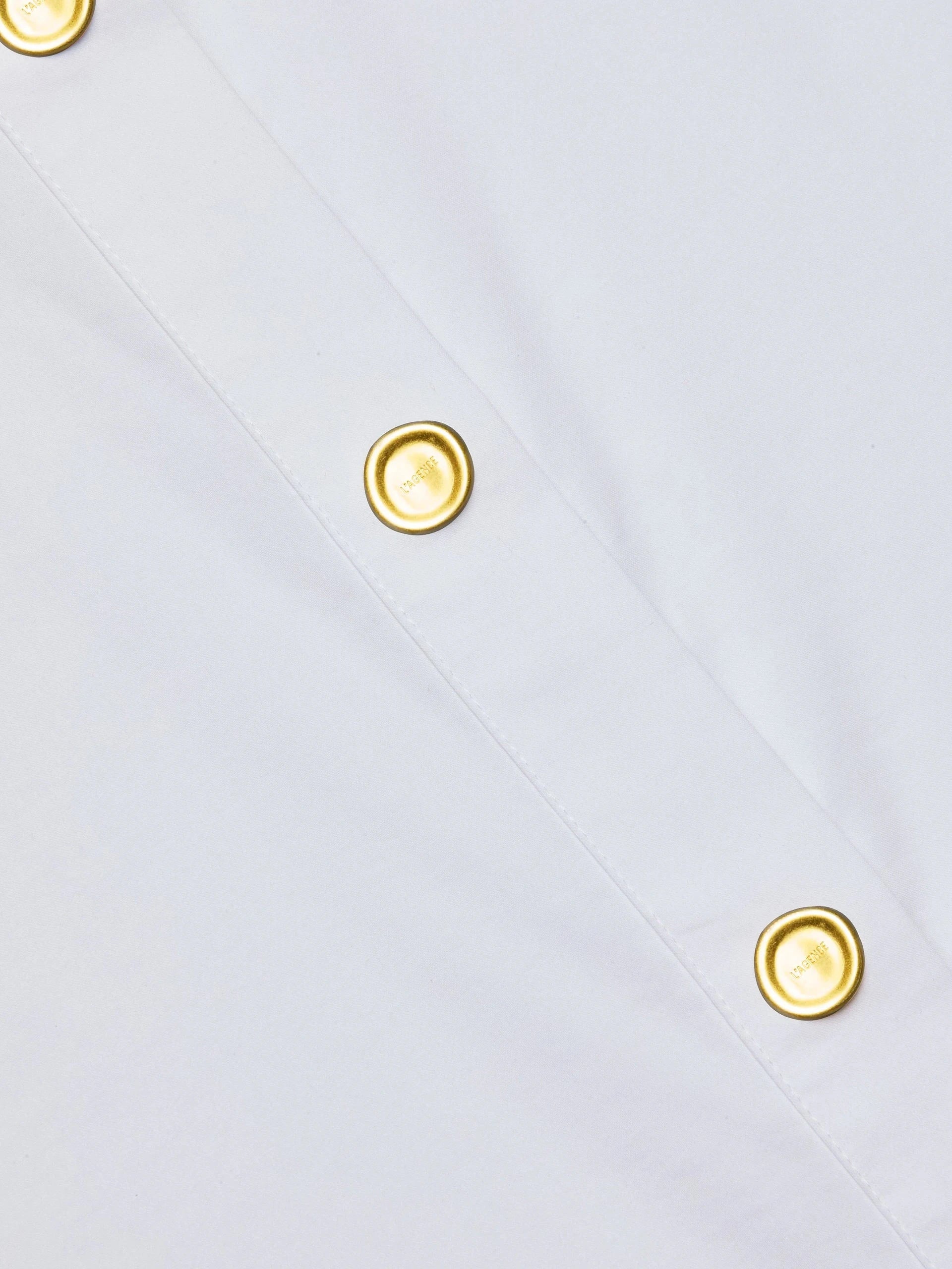 Cosette Crop Hi Low Shirt White Gold Wax Stamp Tops - Button Down L'Agence 