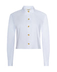 Cosette Crop Hi Low Shirt White Gold Wax Stamp Tops - Button Down L'Agence 
