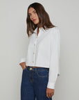 Cosette Crop Button Down Shirt White/Gold