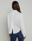 Cosette Crop Button Down Shirt White/Gold